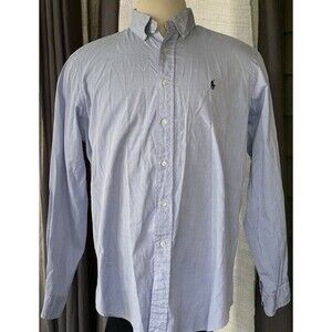 RALPH LAUREN Blue Classic Fit Long Sleeve Button Down Polo Shirt Size 16 1/2